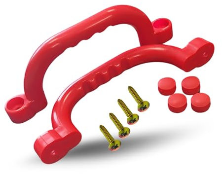 Spielturmking® Handgriffe Spielturm - Wetterfeste Sicherheitsgriffe mit Griffmulden, Robuste Griffe Spielturm, Haltegriffe Spielturm, Klettergriffe Kinder Indoor & Outdoor (Rot, 2er Pack)