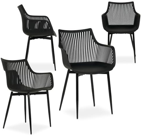 IDIMEX Gartenstühle Violetta im 4er Set, schwarz - Outdoor Stuhl aus hochwertigem Kunststoff & Alu, wetterfest & UV beständig, Moderne Stühle für Garten, Balkon & Terrasse