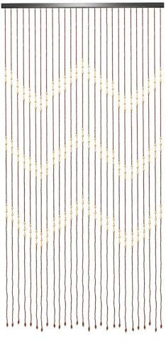 Owneed Rideau de perles en bois à 27 brins - 90 x 175 cm - Rideau de porte suspendu en perles de bois naturel - Pour porte de salle de bain, porte de cuisine, bureau - Armoire murale CAF
