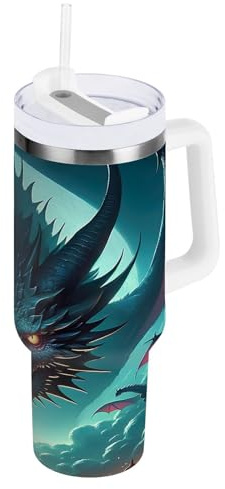 RPLIFE Beast Moonlight 40 Oz Tumbler with Handle, Stainless Steel Coffee Tumbler, Insulated Water Bottle with Straw