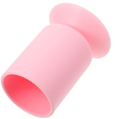 CALLARON Silicone Suction Cup Makeup Brush Holder and Pen Stand, Shockproof Cosmetic Organizer for Vanity, Pink, Suitable for Travel and Desktop Use