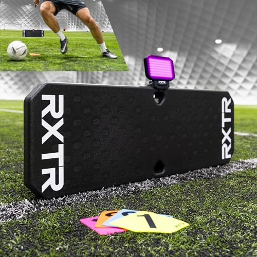 QuickPlay RXTR Pro Coach System - Smart Light & Football Rebounder | Reaction lights flash, Rebound board included, Real-time score tracking, Pre-loaded drills, USB-C rechargeable