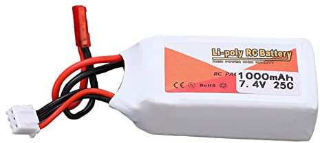 Batterie 7.4V 1000mAh Li ION, 25c Li-Polymer Lipo Batterie Rechargeable avec Plug JST pour RC Cars Boats Helicopter RC FPV Racing Drone Quadcopter