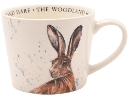 Widdop and Co Meg Hawkins Ceramic Mug – Hare Design | Watercolour Wildlife Illustration Cup for Everyday Use and Countryside Inspired Gifting - 390ml