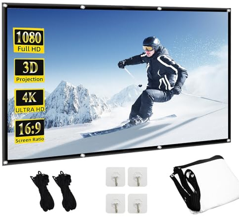 60-300 inch Outdoor Projector Screen, 16:9 Foldable Anti-Crease Portable Projector Movies Screen for Home Theater Camping Party(300in(663x373cm))