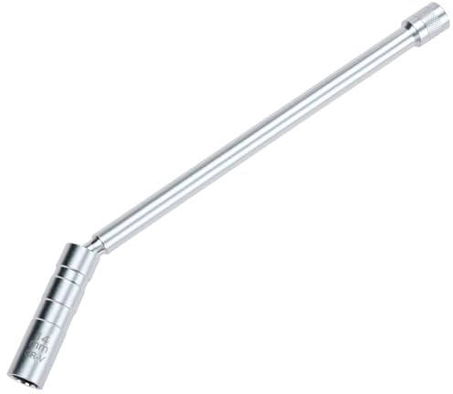 QWORK® Clé de Bougie D'allumage 14 mm, 12 Pans, 3/8, Douille Magnétique Pivotante à 360°, Paroi Fine et Longue Tige