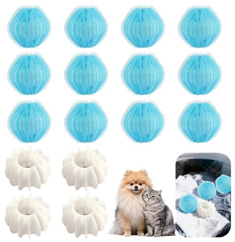 Pet Hair Remover for Laundry, 12 Pcs Reusable Pet Hair Fur Catcher | Laundry Balls for Washing Machine Pet Hair Remover Washing Machine for Clothes Blankets Pets Beds(Sea Blue)