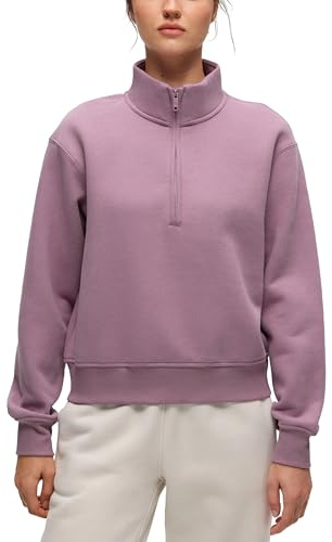 CRZ YOGA Womens Fleece Lined Sweatshirt Half Zip Pullover Funnel Neck Workout Casual Athletic Long Sleeve Shirts Light Lavender 8