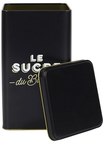 HowHomely | Sucrier Bistrot 2L noir - Boîte de conservation en métal avec couvercle - Boîte de rangement de cuisine pour sucre, thé ou aliments de style bistrot