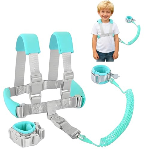 Tbintul Bracciale Sicurezza Bambino,2 in 1 Anti-perso Guinzaglio di Sicurezza per Bambini,Imbracatura di Sicurezza Adatto per Ragazzi e Ragazze(Verde 2,5m)