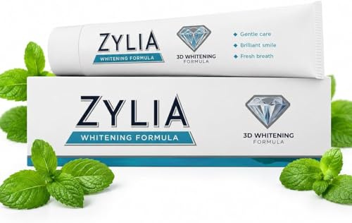 ZYLIA 3D White Zahnpasta mit Fluorid – Whitening Zahnpasta gegen Plaque & oberflächliche Verfärbungen, für natürlich weiße Zähne, frischer Geschmack, für Erwachsene - 75ml