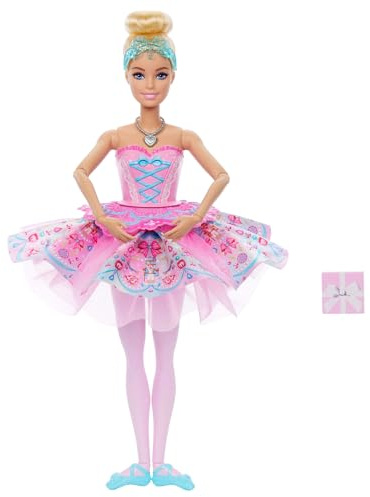 Barbie in the Nutcracker Clara Puppe | Überraschungs-Tutu-Verwandlung, Ombre-Tutu, Herz-Medaillon-Halskette und Geschenkbox, JLW53