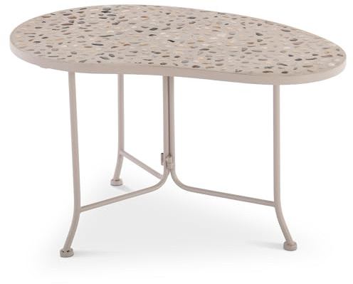 Raburg Maven Beistelltisch, nierenförmig, 80 cm, Metall, Natur/Beige