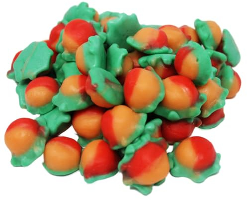 Fruchtgummi Jelly Pfirsiche mit grünem Schaumzuckerboden Halal 300g