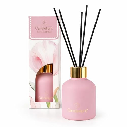100ml Reed Diffuser – Rose Scent | Blush Pink Glass Bottle with Gold Collar | Luxury Home Fragrance Gift for Bedroom & Living Room