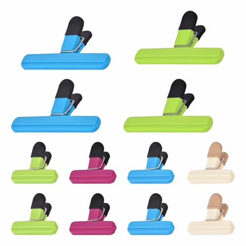 12 Pezzi Sacchetti Mollette Plastica di Tenuta Colorful