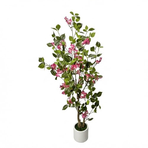 Bougainvillier Artificiel Grande Taille 180cm en Pot Blanc réaliste sans Entretien sans arrosage, Arbre Fleuri décoratif sur Pied pour décoration intérieure Moderne Salon Chambre Style scandinave
