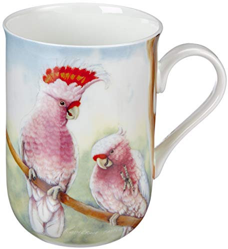 Maxwell & Williams PBD020 Tasse 330 ml rund – Birds of Australia, Bone China Porzellan Pastell, Geschenkbox, Vogel-Motiv