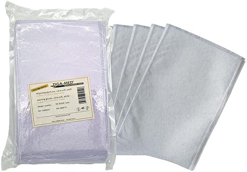 Tiga-Med Lot de 100 gants de toilette jetables en molleton ultra doux Blanc
