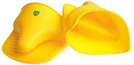GRÄWE 2er Topfhandschuhe Silikon Ofenhandschuhe Topflappen Set gelb