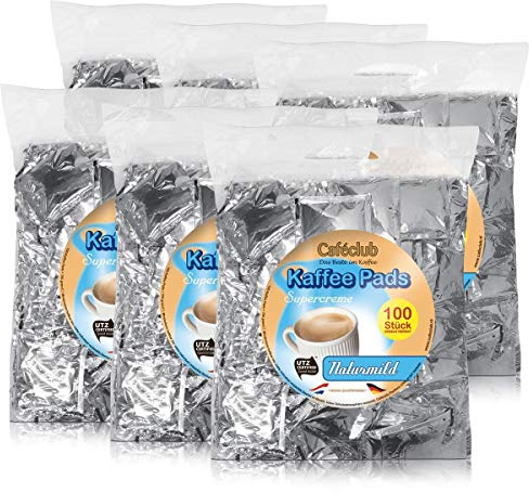 6x Cafeclub Naturmild Kaffeepads Megabeutel je 100 stk. milde Röstung einzeln verpackt