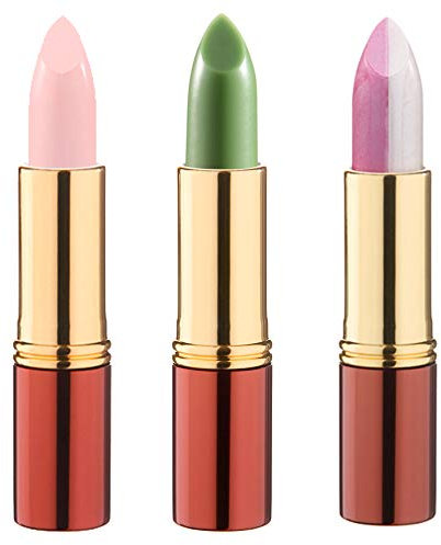 IKOS Lippenstift 3er Set: der denkende Lippenstift weiß/perlmuttrosa + grün/nachtrosa und Duo-Lippenstift weiß/wild Rose