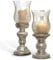 LOBERON Kerzenständer Set Luisant | Deko Kerzenständer Silber Für Kerzen & Teelichter | Mundgeblasen Aus Glas | 2er Set | 29 cm & 35 cm
