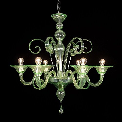 Florencia Lámpara de cristal de Murano 5 luces verde