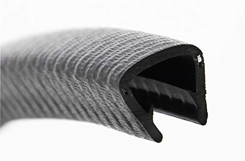 SMI-Kantenschutzprofil KS9-12S für 9-12mm PVC mit Stahleinlage Schwarz selbstklemmend ohne Kleber - Kantenschutz, Kederprofil, Kantenprofil, Kantenschutzleiste für Bleche, Platten (5 m)