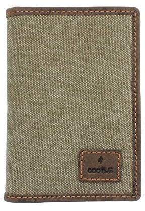 Cactus Mala Canvas/Leather Passport Holder with RFID Protection 216_81 Khaki