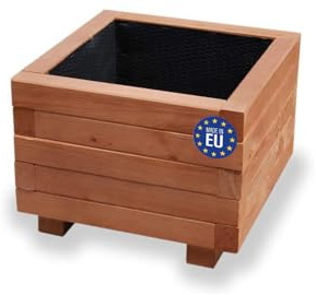 alfalux Hochbeet 40 x 40 x 30H cm Blumenkasten aus Holz Pflanzkübel Garten Balkon Terrasse Pflanzkasten Nuss Braun 40KAN4030NU