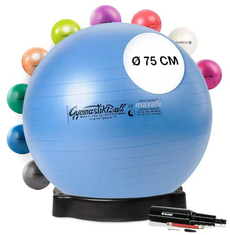 Original Pezziball MAXAFE 75cm mit Ballschale & Pumpe Kombi lightblue