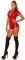 Koucla Sexy Gogo Overall im Leder-Look mit Zipper und Gürtel, Rot, S