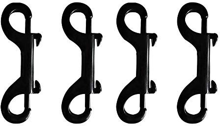 4 Stück Doppelkarabiner Karabinerhaken Karabiner Doppel Schnapphaken Tauchen Snap (100mm,Schwarz)