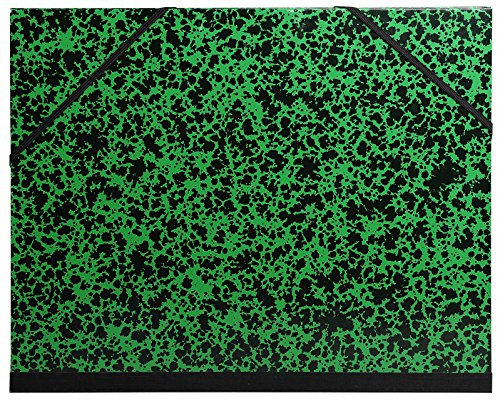 Exacompta 542800UNISE Zeichenmappe Annonay für 50 x 65cm mit Gummizugverschluss. Aus extra starkem Karton 3cm Rückenbreite schwarz-grün marmoriert ideal zum transportieren und aufbewahren