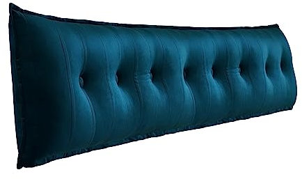 VERCART Couchkissen Groß Dekokissen Kopfteil Gepolstert Rückenlehne Rückenkissen, Langes Sofakissen XXL Lesekissen Lendenkissen Bett Wandkissen Stützkissen für Tagesbett Couch Blau 200cm