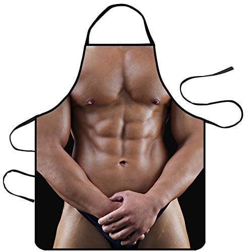 TOPWAYS® Lustige Kochschürze, sexy Küchenschürze, Kochen, Grillparty, Erwachsene, Kochschürze für Männer und Frauen, lustiges Geschenk (starker Mann)