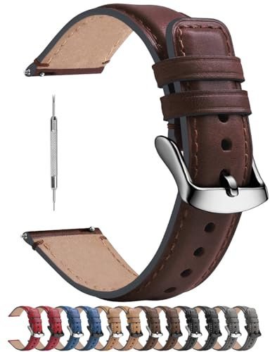 Fullmosa 22mm Uhrenarmband Kompatibel mit Samsung Gear S3 Classic/Frontier/Galaxy 46mm, Garmin Venu 3/2, Dunkelbraun + Silber Hardware