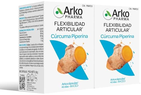 Arkopharma Arkocápsulas Cúrcuma Bio 160 Cápsulas Pack X2, Con Extractos De Pimienta Negra, Flexibilidad Articular, Actividad Antiinflamatoria, Dolores En Articulaciones