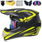 JYYT Crosshelm Fullface Set Downhill-Helm Für Erwachsene Und Kinder Mit Visier Brille Handschuhe Maske Motorrad Netz,Handtuch,für BMX, MTB, Quad, Enduro, ATV, Roller, Unisex (C,M(57-58cm?)