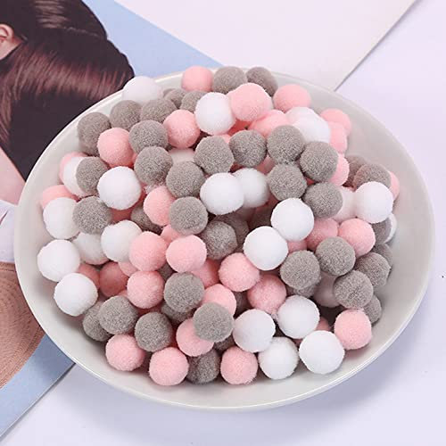 1000 Stück Bunte Mini Pompons,15mm Pompom Bälle Kleine Bommeln,Flauschigen Plüschbälle Filzkugeln Deko für Geburtstag & Hochzeit Party Dekorieren Lustige DIY Nähen Basteln Handwerk,Rosa Grau Weiß