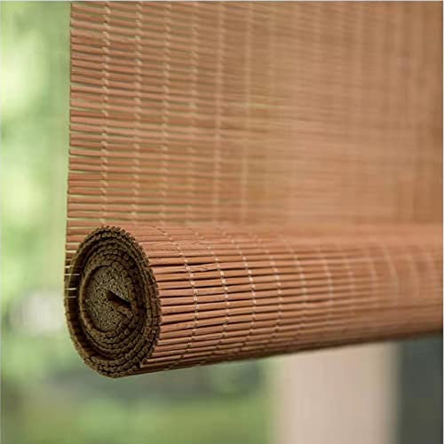Natürliche Bambus-Rollo Raffrollo,Pavillon Patio Bambusjalousien Schatten Rollläden mit Haken,Sichtschutz Rollo für Fenster/Türen/Indoor/Restaurant/Korridor/Garten,Anpassbar (W 45xH 120cm/18x47in)