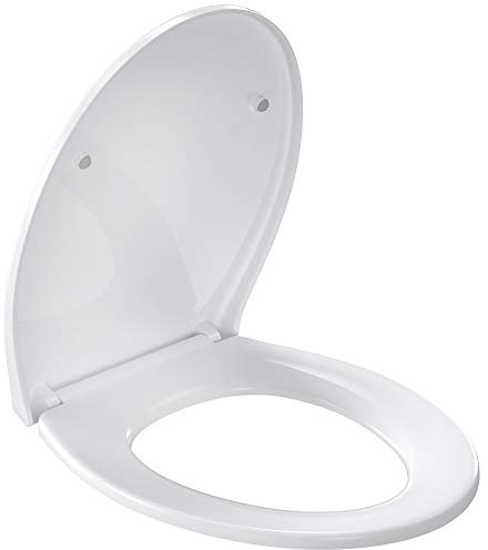 ROMISA Toilettendeckel mit Absenkautomatik WC Sitz mit Quick Release Funktion für einfache Montage & Reinigung, Antibakteriell Klobrille aus Polypropylen, Verstellbaren Scharnieren, O Form