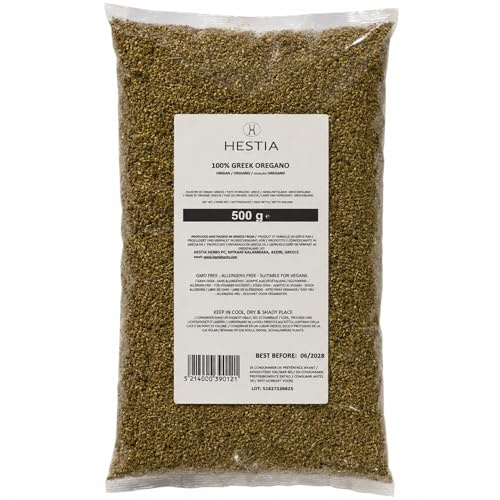 Hestia Herbs Griechischer Oregano 500 g – Allergenfrei & Vegan | Traditionell in Griechenland verwendetes Kraut mit intensivem Aroma und kräftigem Geschmack
