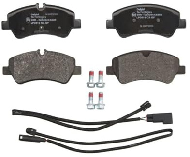 DELPHI LP3619 Bremsbelagsatz Bremsbeläge Hinten mit Verschleißwarnkontakt mit Zubehör Kompatibel mit FORD Transit Custom V362 Kastenwagen FY, FZ