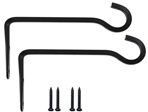 HH-LIFE 2 Stück 21x10 cm, Schwarze Metall Wandhaken Hänge Halterungen, Pflanzenaufhänger Haken für den Innen und Außenbereich, Haken für Vogelfutterspender, Pflanzgefäße, Laternen, Windspiele