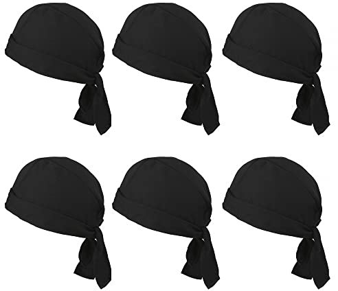 DONGKER DOO Rag Dew Rags, 6 Stück Durag-Kappe für Herren, DOO-Tuch für Herren, Atmungsaktiv Bandana Cap Laufmütze für Kopfumfang von 55-58 cm Männer und Frauen