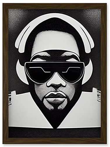 Wee Blue Coo Hip Hop Black Artist Music DJ Monochrome Music Musician Artwork Framed Wall Art Print A4