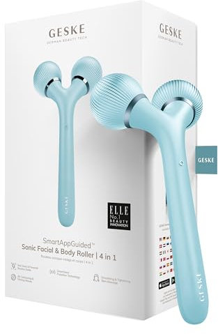 GESKE | SmartAppGuided™ Sonic Facial & Body Roller | 4 in 1 | Derma Roller | Gerät für Gesicht und Körper | Professioneller Gesichtsroller | Strafft und definiert Körper und Gesicht