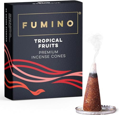 Fumino Coni di Incenso Fresco Fragranza Frutta Tropicale, 20 per Scatola, Masala, Agarbatti, Joss Fragranze per Relax, Meditazione e Per la Casa e L'arredamento